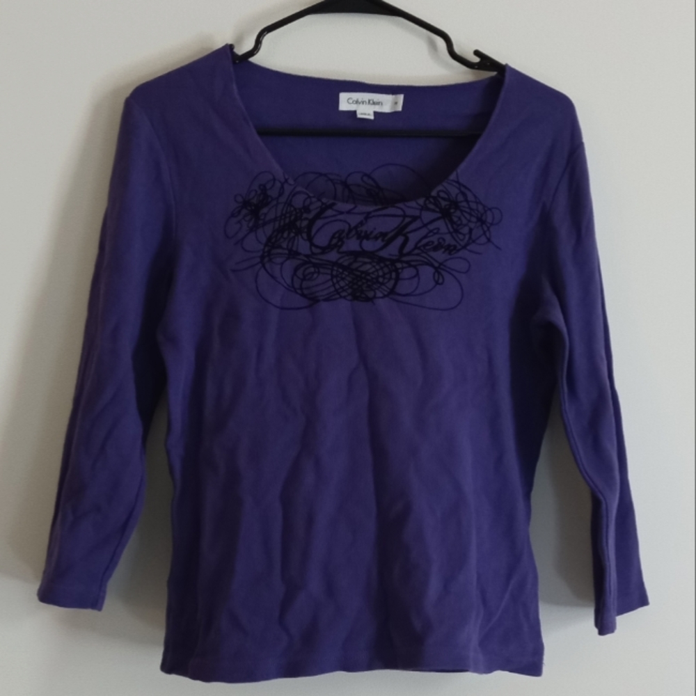 Calvin Klein Cursive Graffiti Top - Size M
